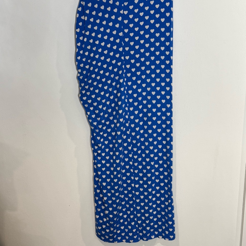 Free people Lakeside PolkaDot Heart Side Slit Cutout Back Maxi Dress Size M Blue - Picture 10 of 14